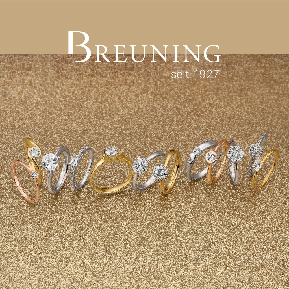 Breuning Verlobungsring, aus 585/-Gelbgold mit Diamant 6er Krappe