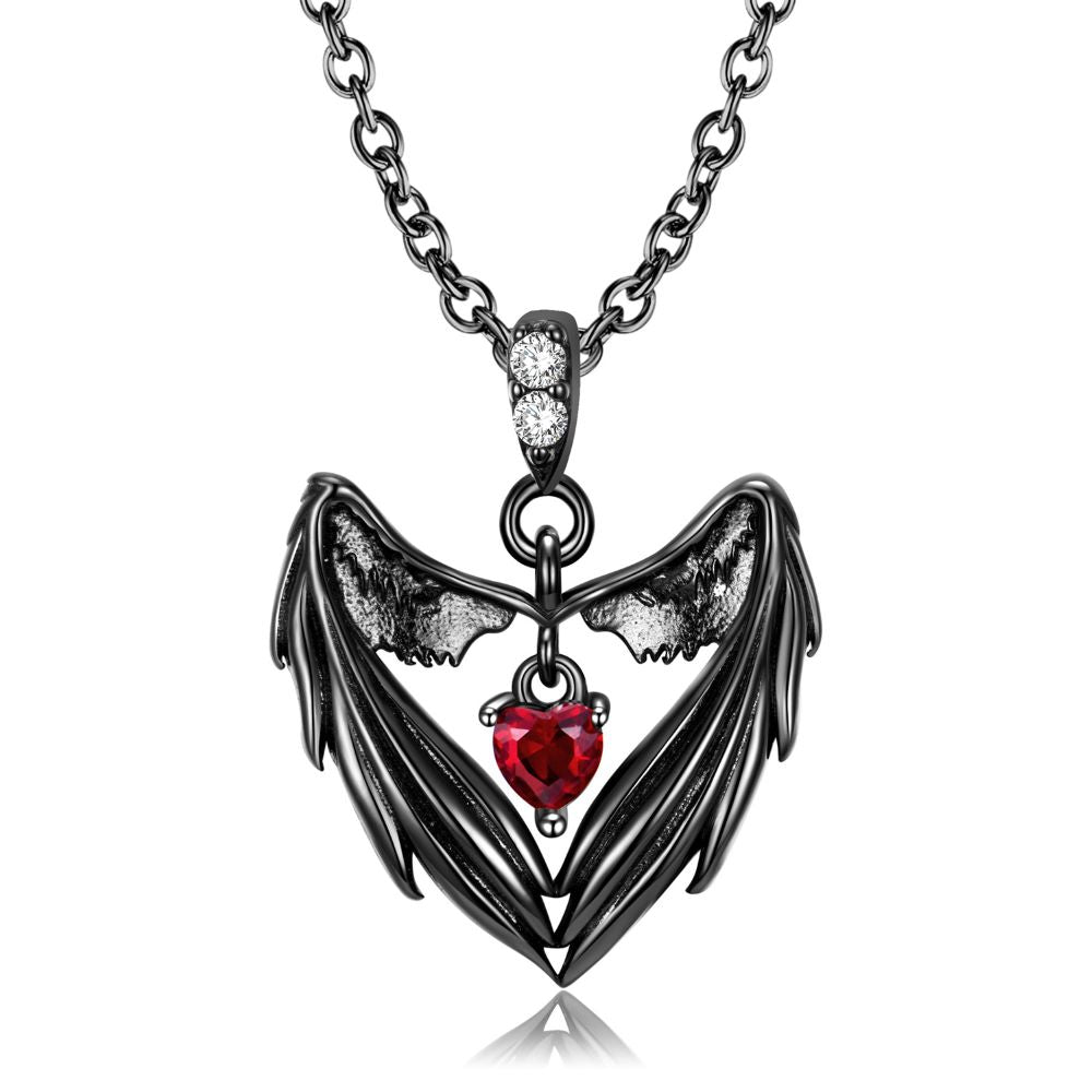 Black Halskette Teufelsflügel aus 925 Silber mit Zirkonia