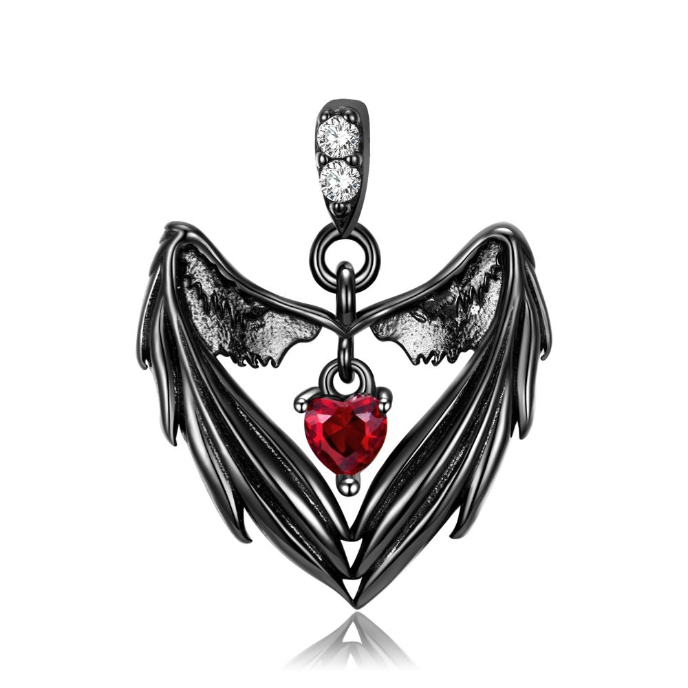 Black Halskette Teufelsflügel aus 925 Silber mit Zirkonia