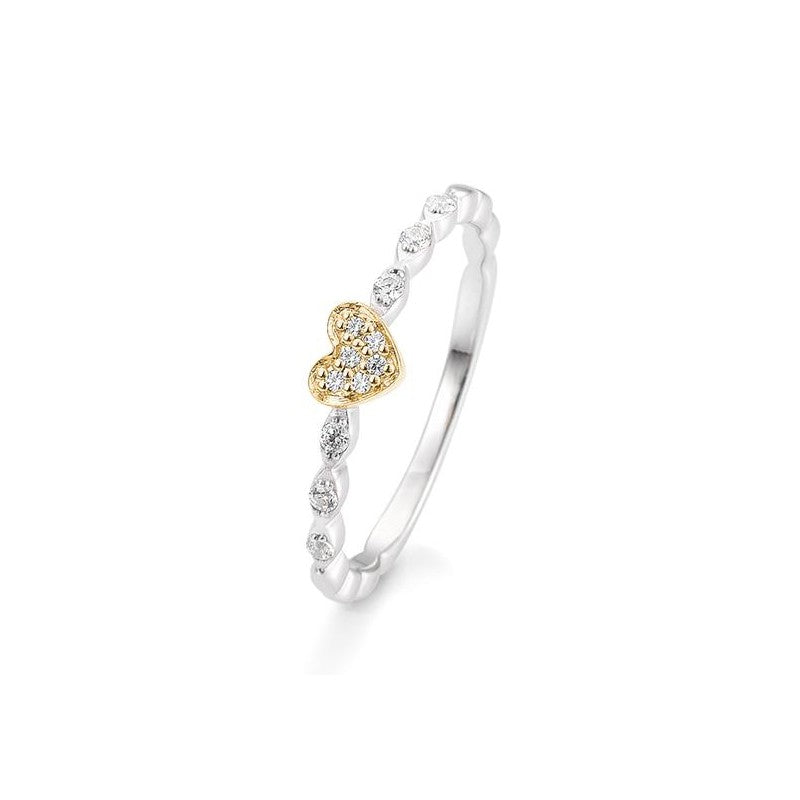 Breuning Verlobungsring, Herz aus 585/-Gelbgold/Weißgold mit Diamanten